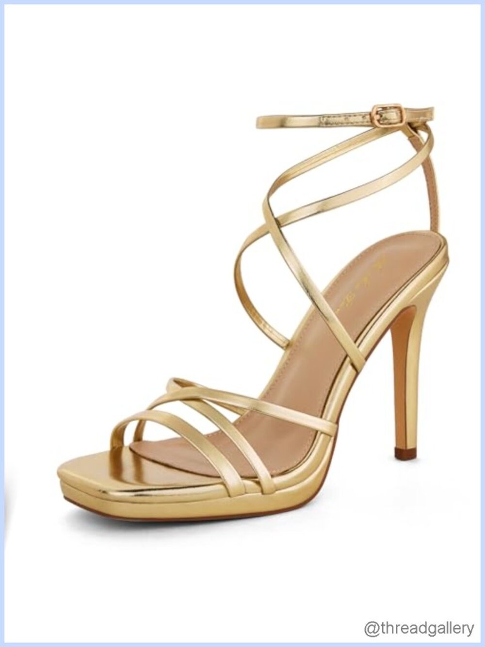 Women's Square Toe Heeled Sandals Stiletto Platform Open Toe Strappy Party